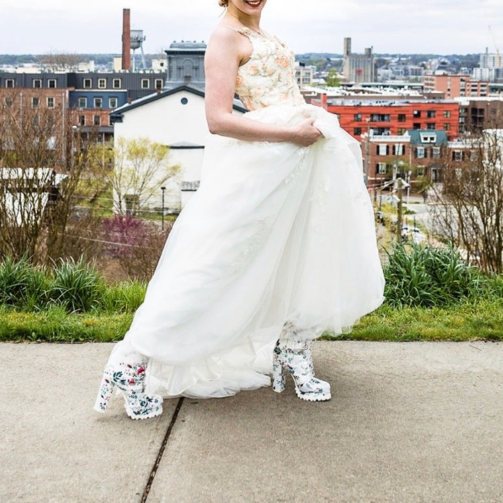 Dolls Kill Floral Platform Combat Boots